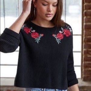 🔴SOLD🔴 LA hearts embroidered rose black long sleeve